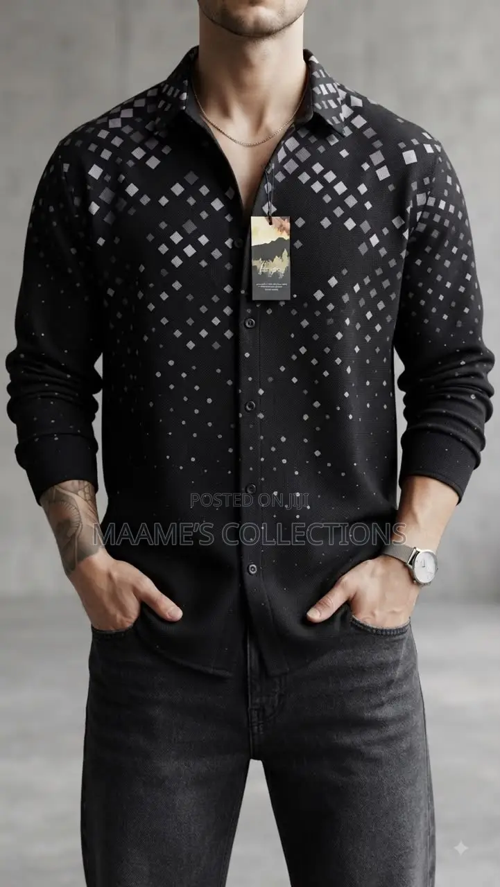 Men’s Premium Printed Long Sleeve Shirt – Stylish Smart