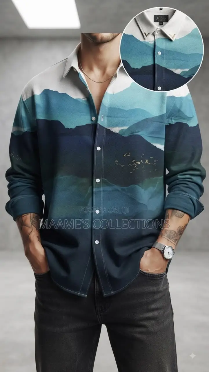 Men’s Premium Printed Long Sleeve Shirt – Stylish Smart