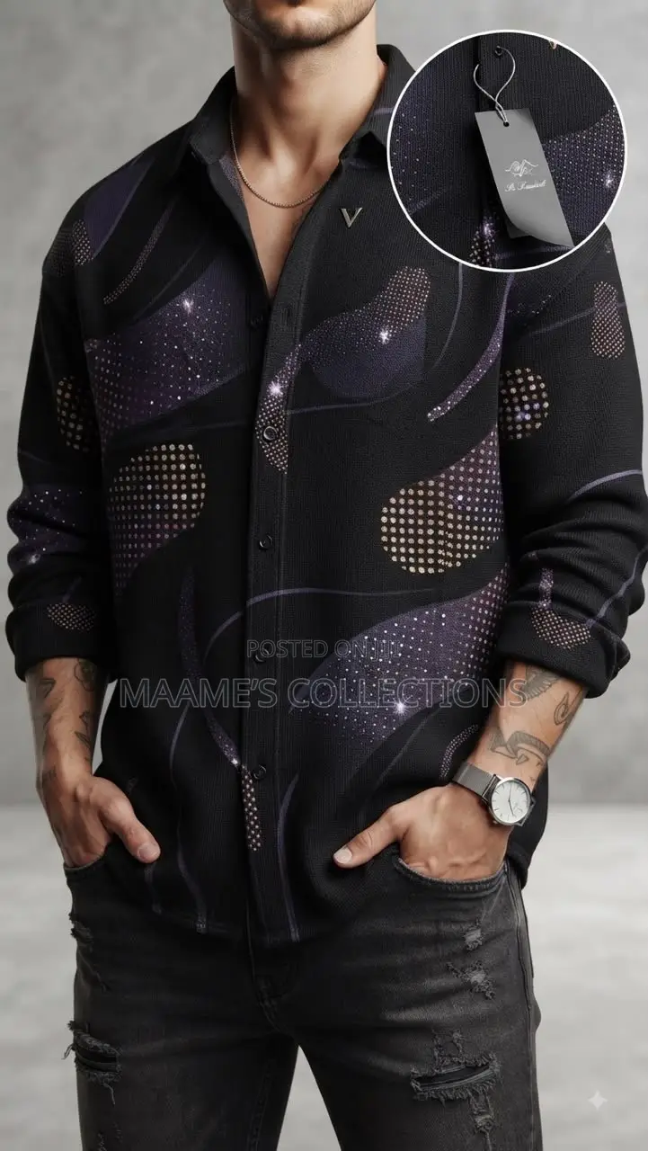 Men’s Premium Printed Long Sleeve Shirt – Stylish Smart