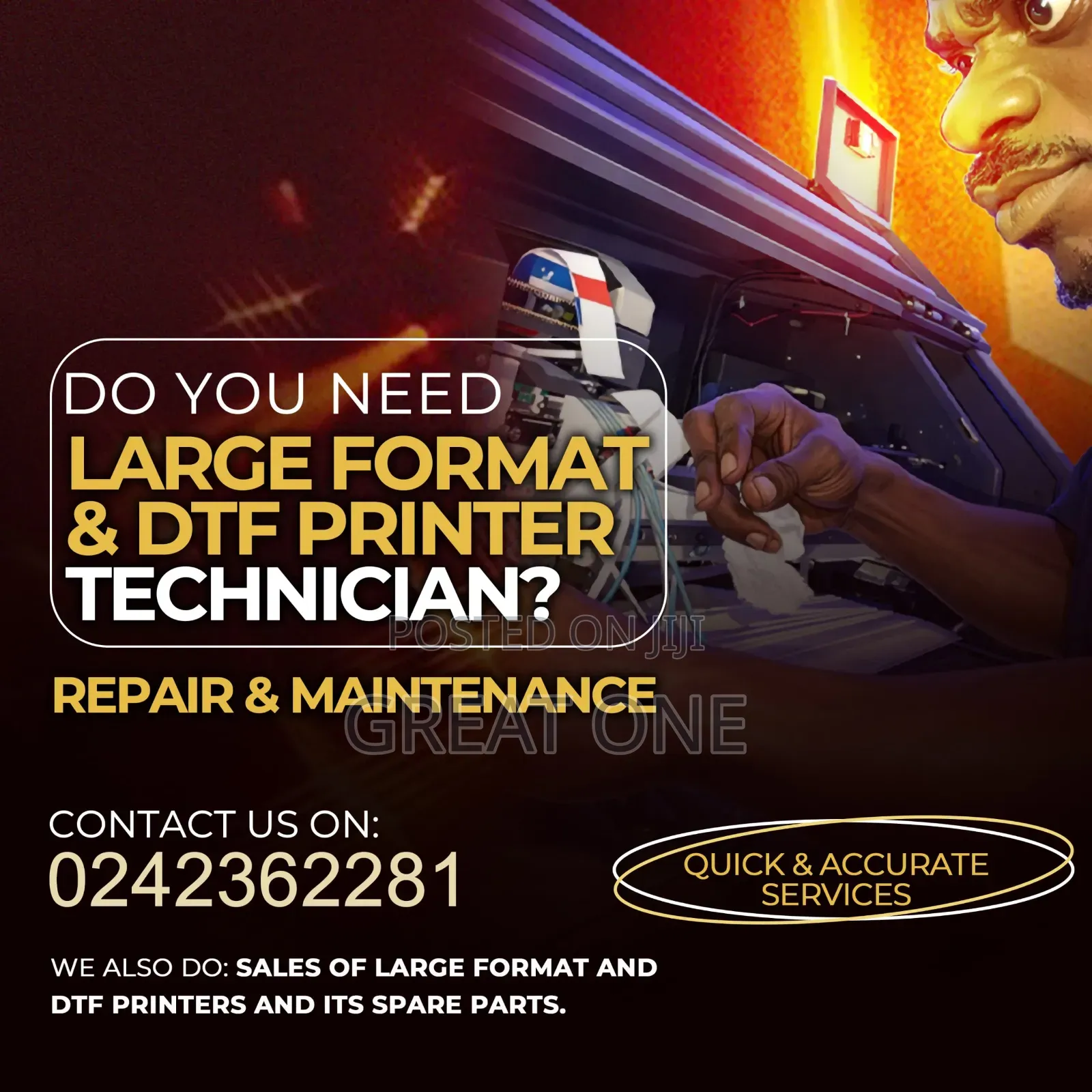 Large Format and DTF Technician and Sales of Spare Parts