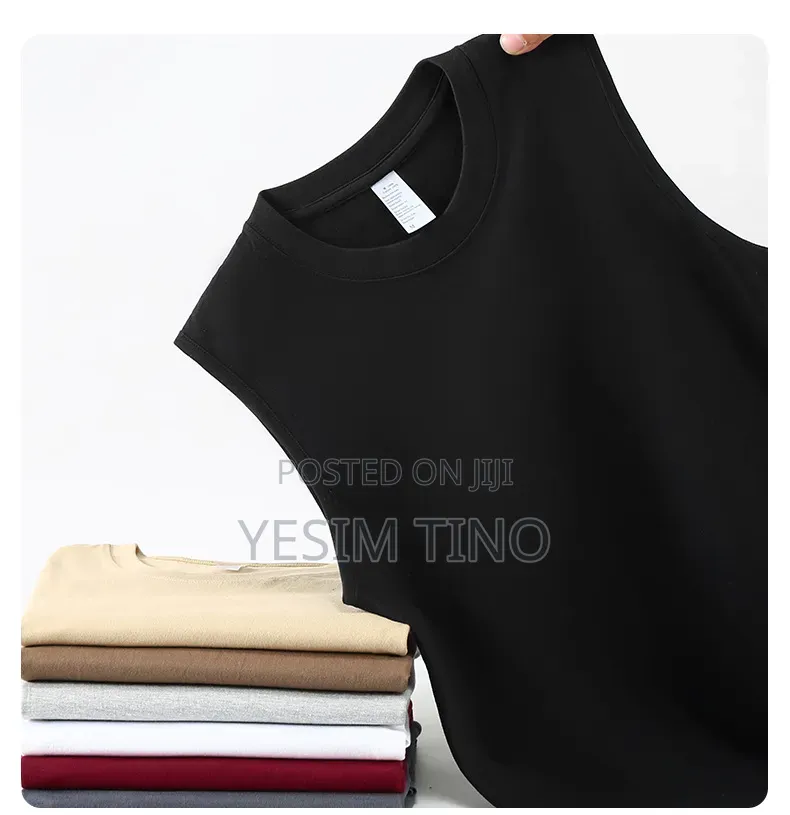Plain Unisex Cotton T-Shirt and Sleeveless Shirt