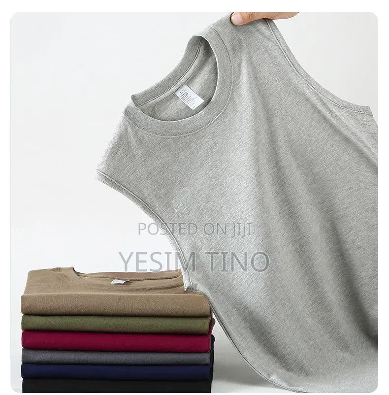 Plain Unisex Cotton T-Shirt and Sleeveless Shirt