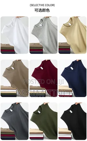 Plain Unisex Cotton T-Shirt and Sleeveless Shirt