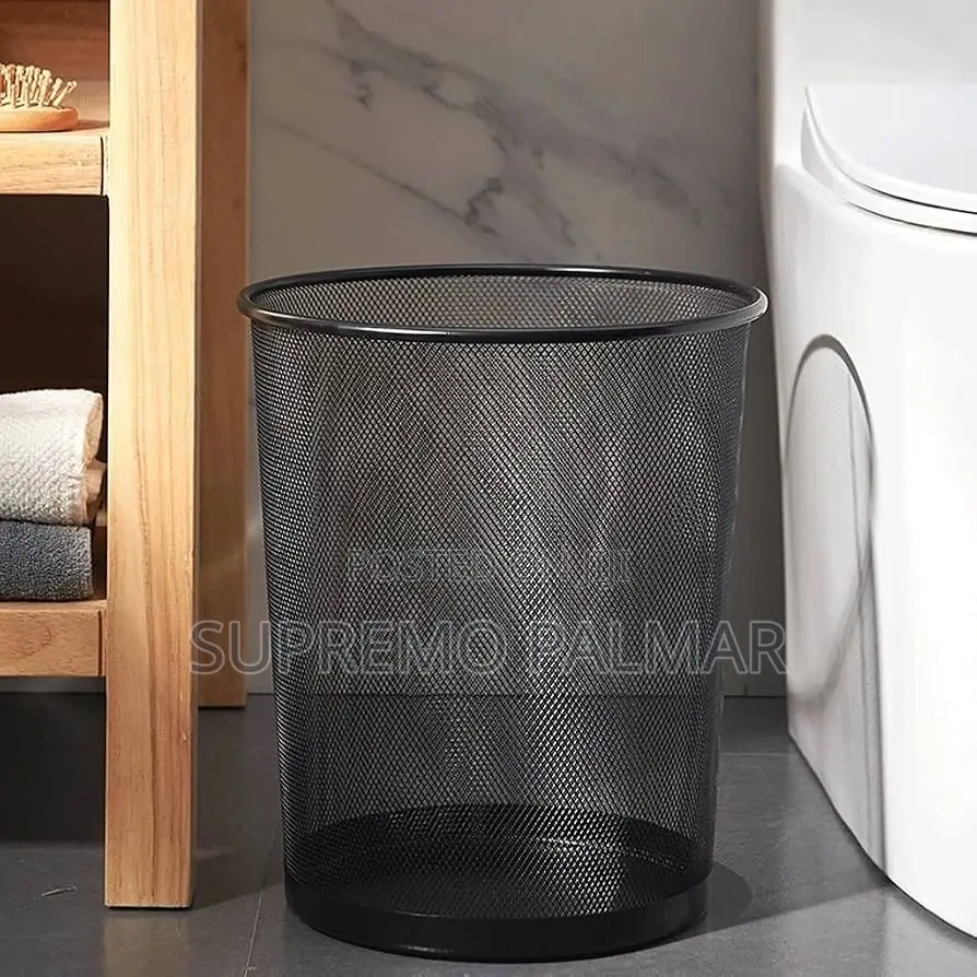 Black Round Wire Basket | Open Mesh Metallic Waste Bins Container