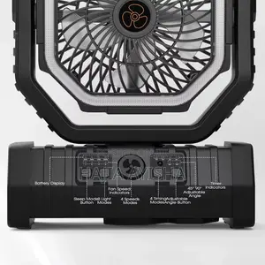 Multifunctional 20,000mAh Solar Rechargeable Fan With Lamp Remote