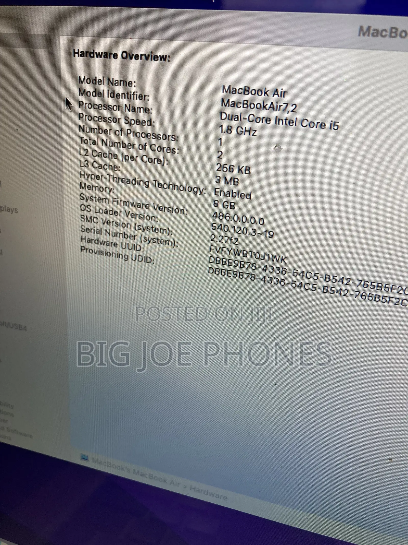 Laptop Apple MacBook Air 2015 8GB Intel Core i5 SSD 128GB