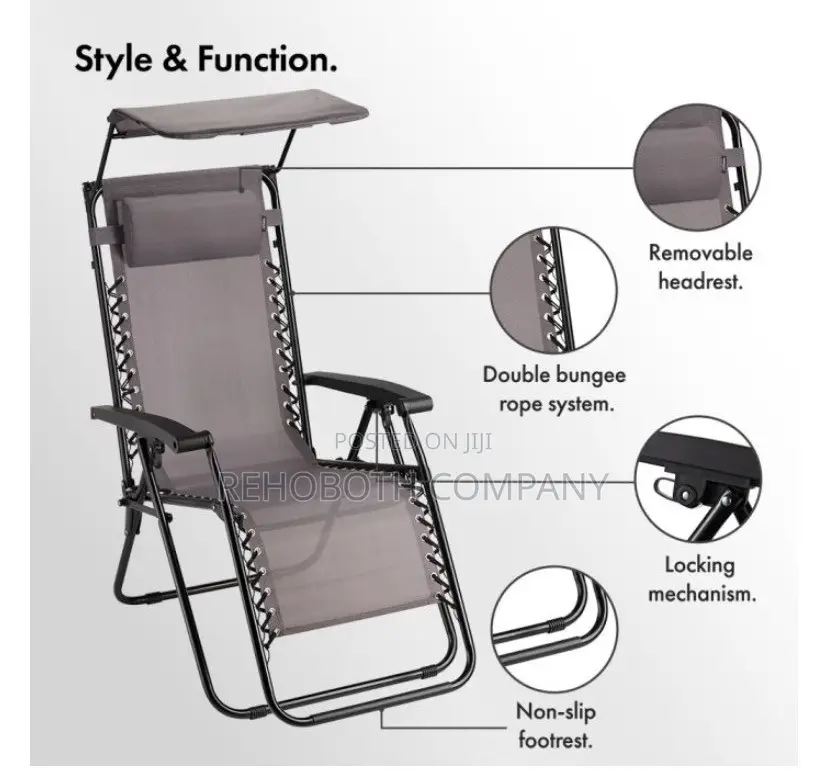 Monaco Grey Reclining Garden Chairs With Sun Canopies