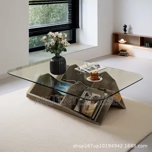 Italian Minimalist Artistic Glass Coffee Table