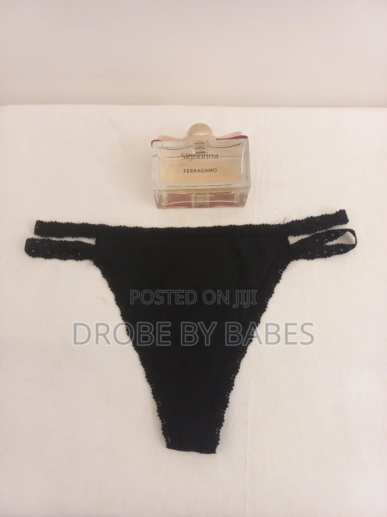 Victoria's Secret PINK Wink Strappy Thong Panty in Pure Black