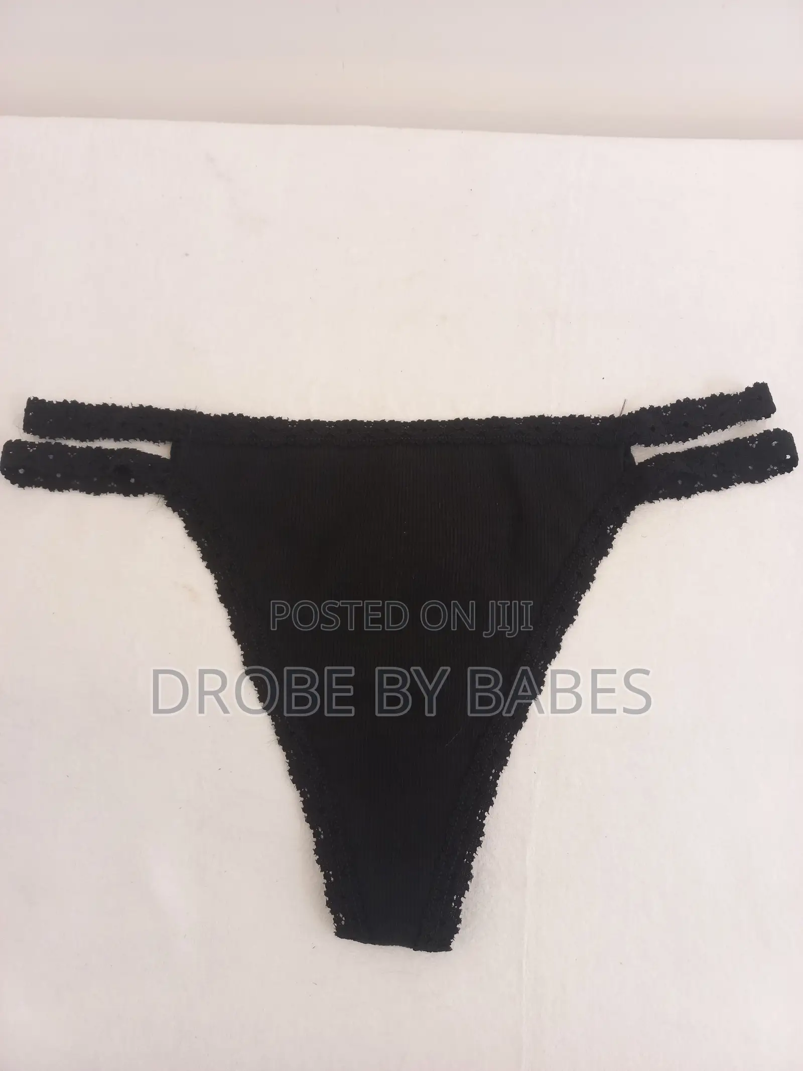 Victoria's Secret PINK Wink Strappy Thong Panty in Pure Black