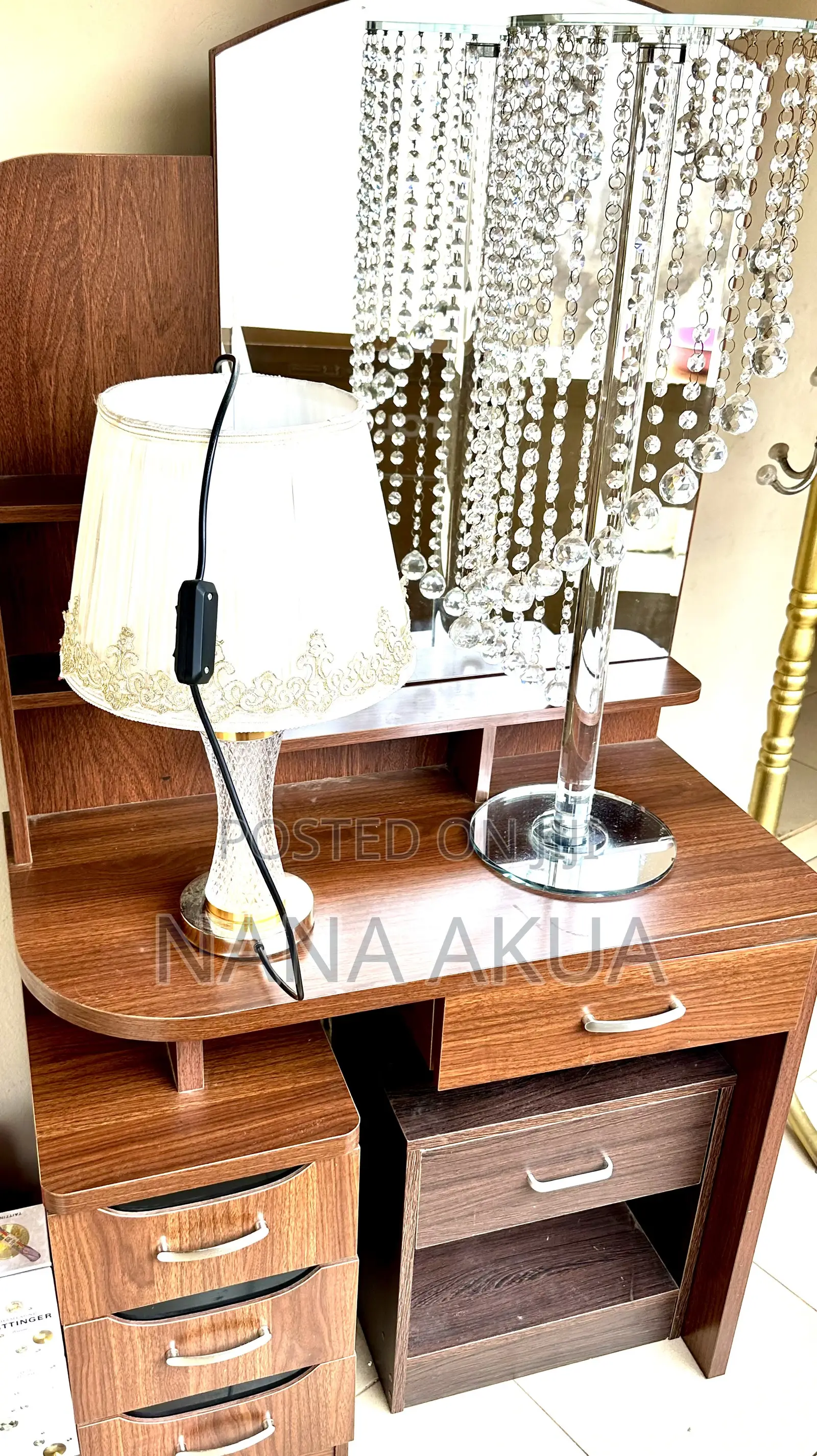 Quality Dresser, Bed Side Lamp and Table, Crystal Decor Wall Frames