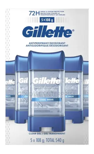 Gillette Antiperspirant Deodorant 5-Pack, Clear Gel, Cool Wave