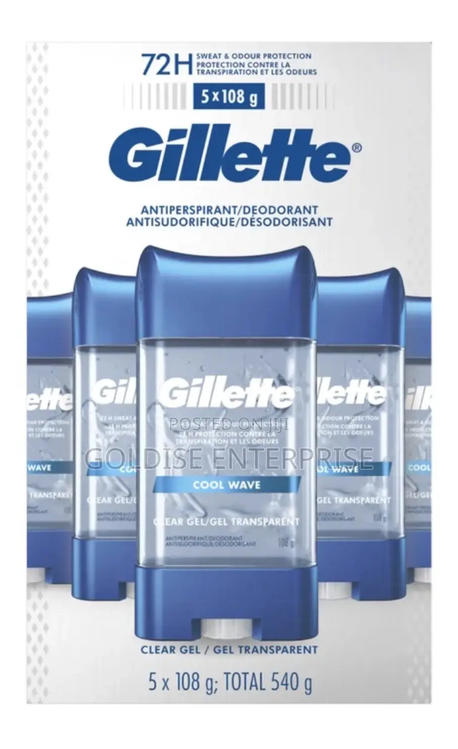 Gillette Antiperspirant Deodorant 5-Pack, Clear Gel, Cool Wave