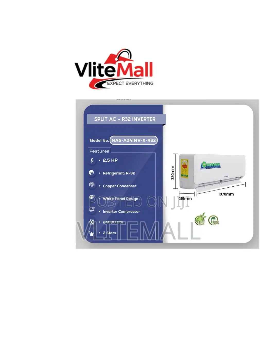 Nasco 2.5HP Split Inverter Air Condition
Sku:
Nas-A24inv-X-R32