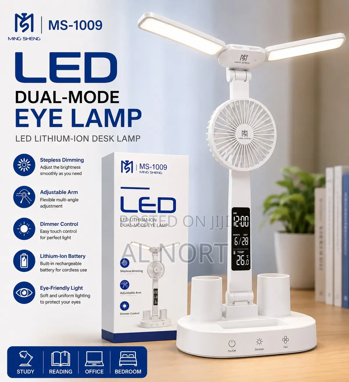 MING SHENG MS-1009 LED Desk Lamp – Rechargeable – Adjustable Arm