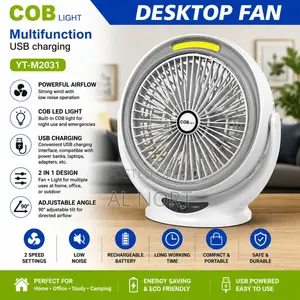 COB Light YT-M2031 Multifunction USB Desktop Fan – White