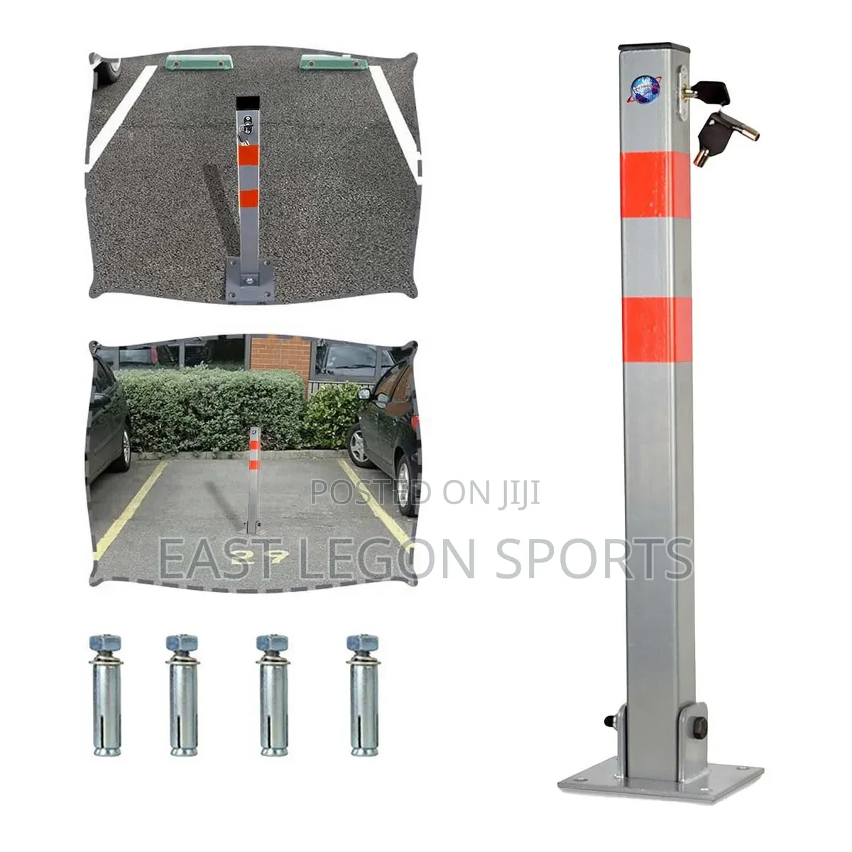1x Metal Barrier Parking Pavement Vehicle Car Pole Truck Block Clamp