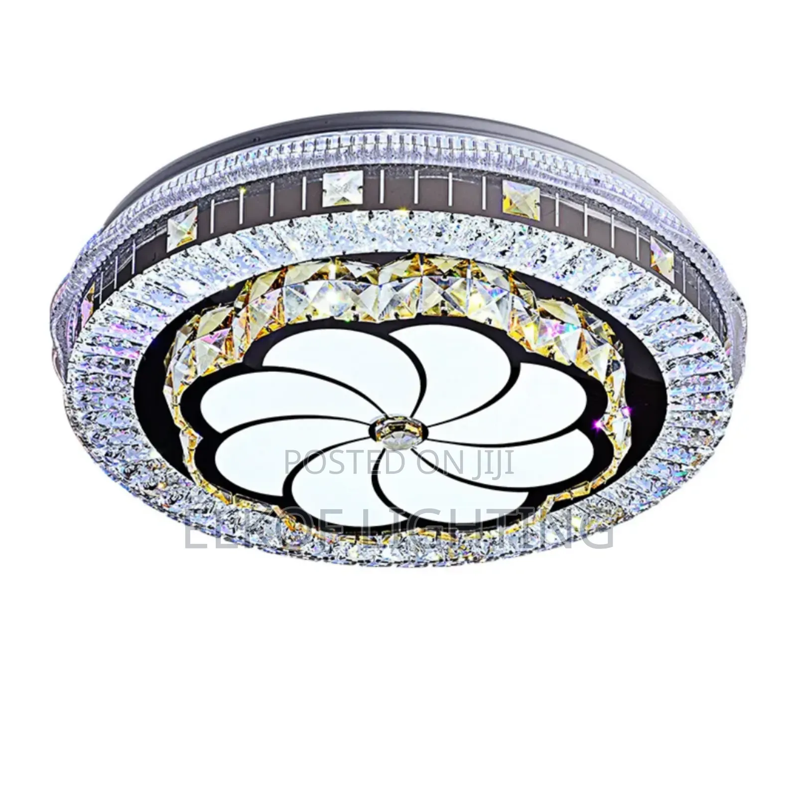 Modern Crystal Ceiling Light With Remote Control Flush Mount Fixture