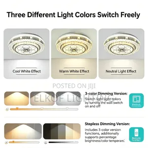 Modern Crystal Ceiling Light With Remote Control Flush Mount Fixture