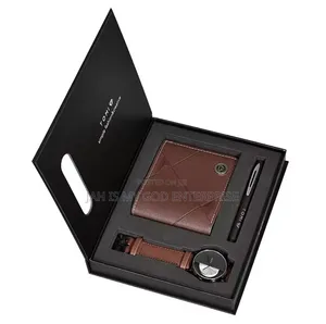 Tomi 3PCS T080 Luxury Business Gift Box Set Men Watch + Wallet + Pen