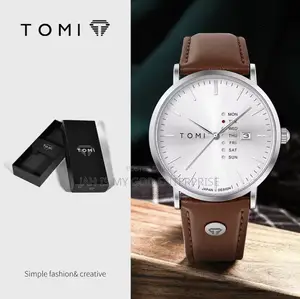 Tomi Trendy Men's Watch Quartz Business Watch With Leather Strap