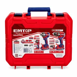 EMTOP ECKL20275 20V Brushless Drill 400Nm Impact Wrench Combo Kit