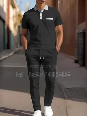 Men's Plus Size Polo Pants Set | Short Sleeve 2-Piece Outfit