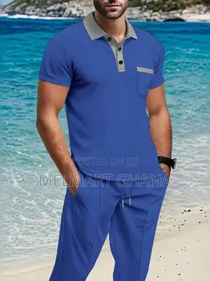 Men's Plus Size Polo Pants Set | Short Sleeve 2-Piece Outfit