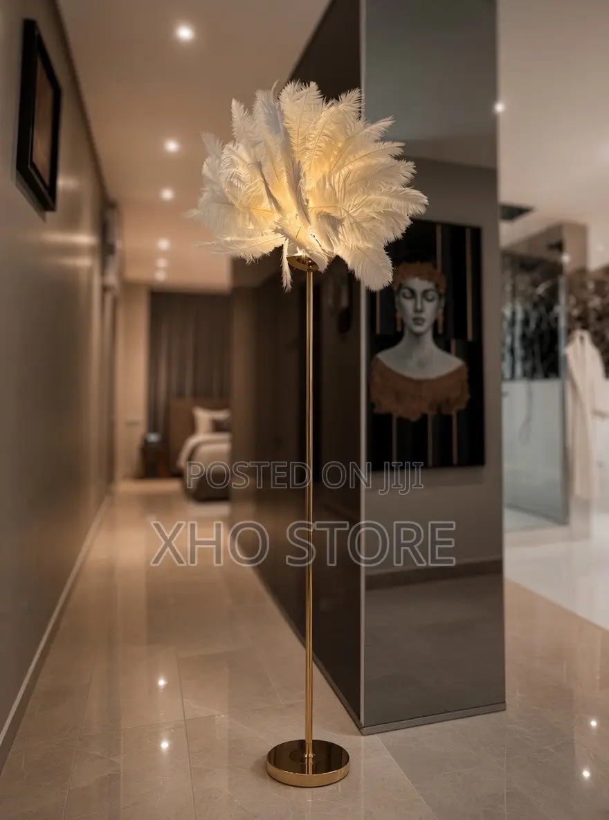 Ostrich Feather (Metal) Floor Lamp—Romantic Accent Light Rechargeable