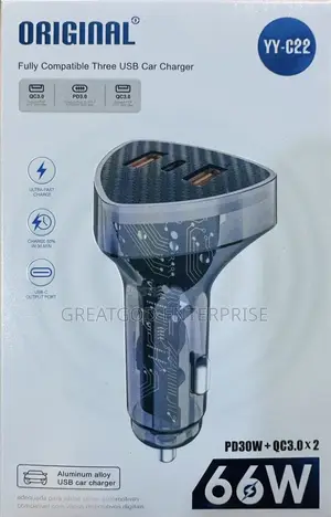 YY-C22 Original 66W Three USB Car Charger