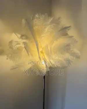 Ostrich Feather (Metal) Floor Lamp—Romantic Accent Light Rechargeable