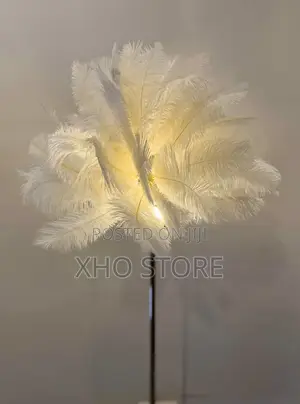 Ostrich Feather (Metal) Floor Lamp—Romantic Accent Light Rechargeable
