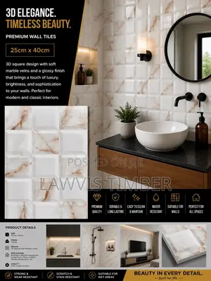 25x40cm Ivory Onyx 3D Glossy Marble Wall Tiles