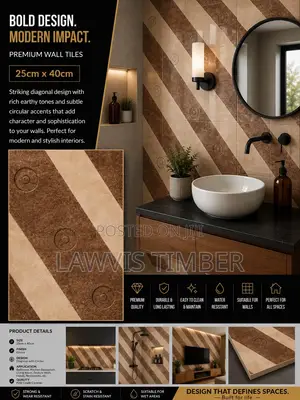 25x40cm Cocoa Royale 3D Glossy Marble Wall Tiles