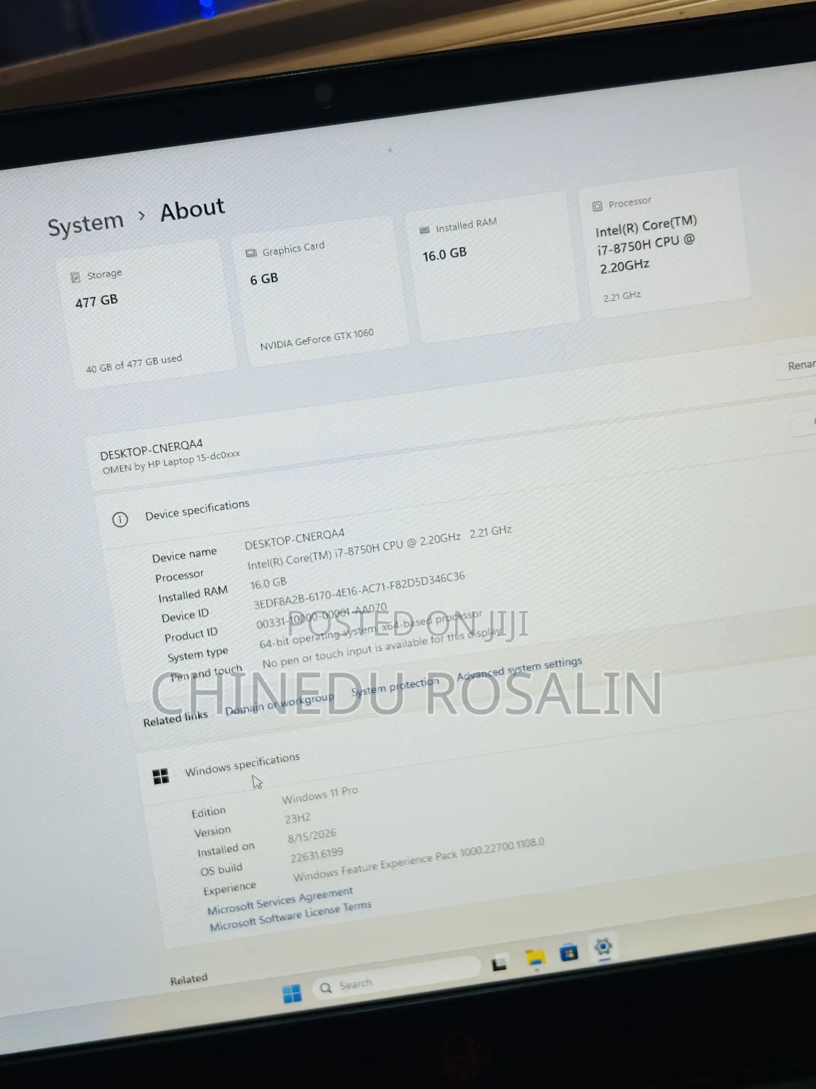 Laptop HP Omen 15 16GB Intel Core i7 SSD 512GB