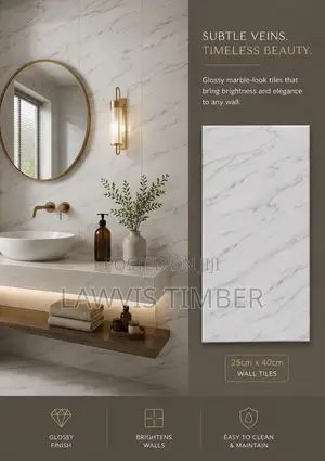 25x40cm Carrara Mist Glossy Marble Wall Tiles