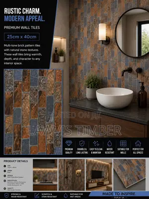 25x40cm Copper Slate 3D Stone Effect Wall Tiles