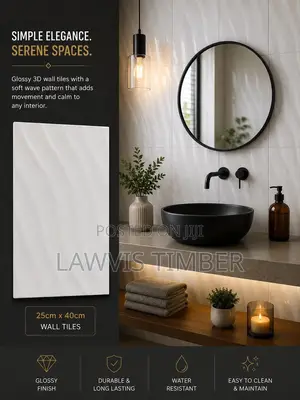 25x40cm Ivory Silk Wave Glossy 3D Wall Tiles