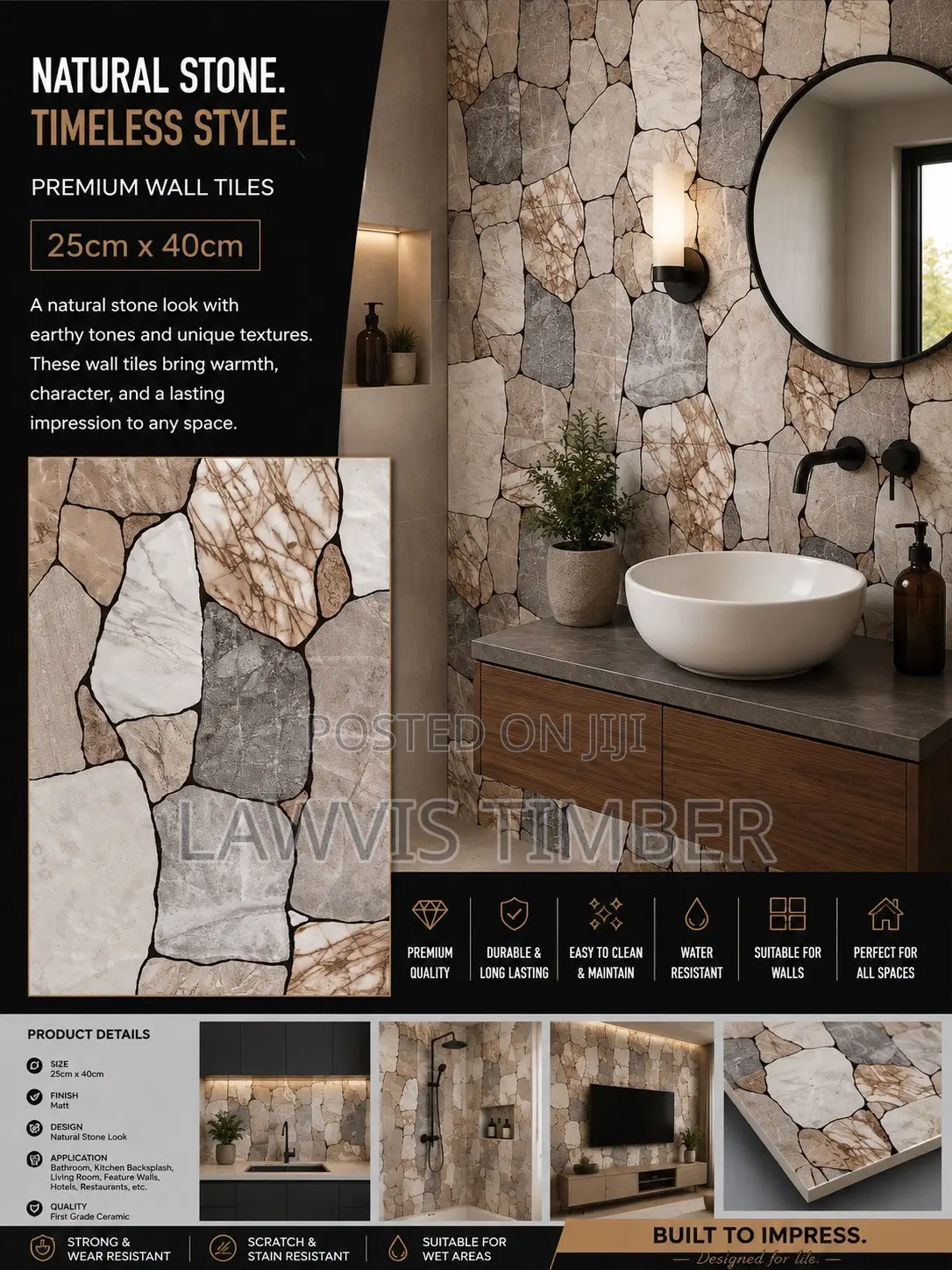 25x40cm Alpine Pebble 3D Natural Stone Wall Tiles