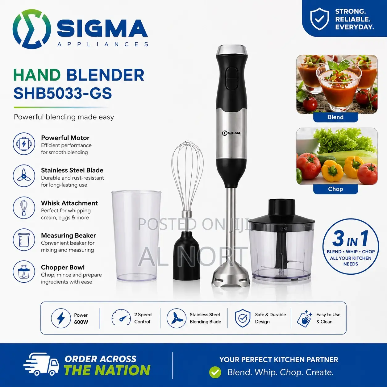 Sigma SHB5033-GS Hand Blender – Black Silver – Multifunctional