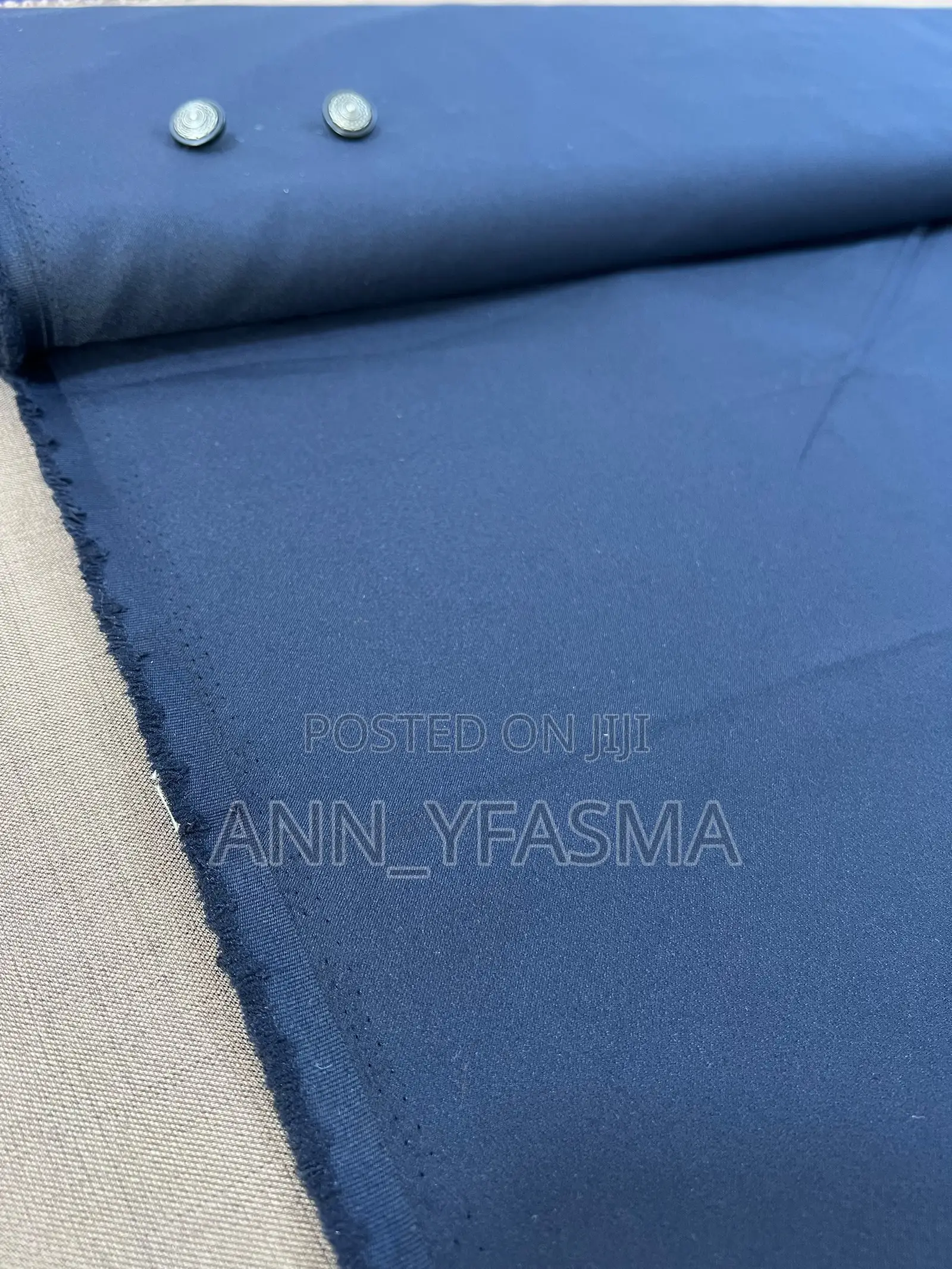 Navy Blue Worsted Wool (Or Poly-Wool Blend) Suiting Fabric.