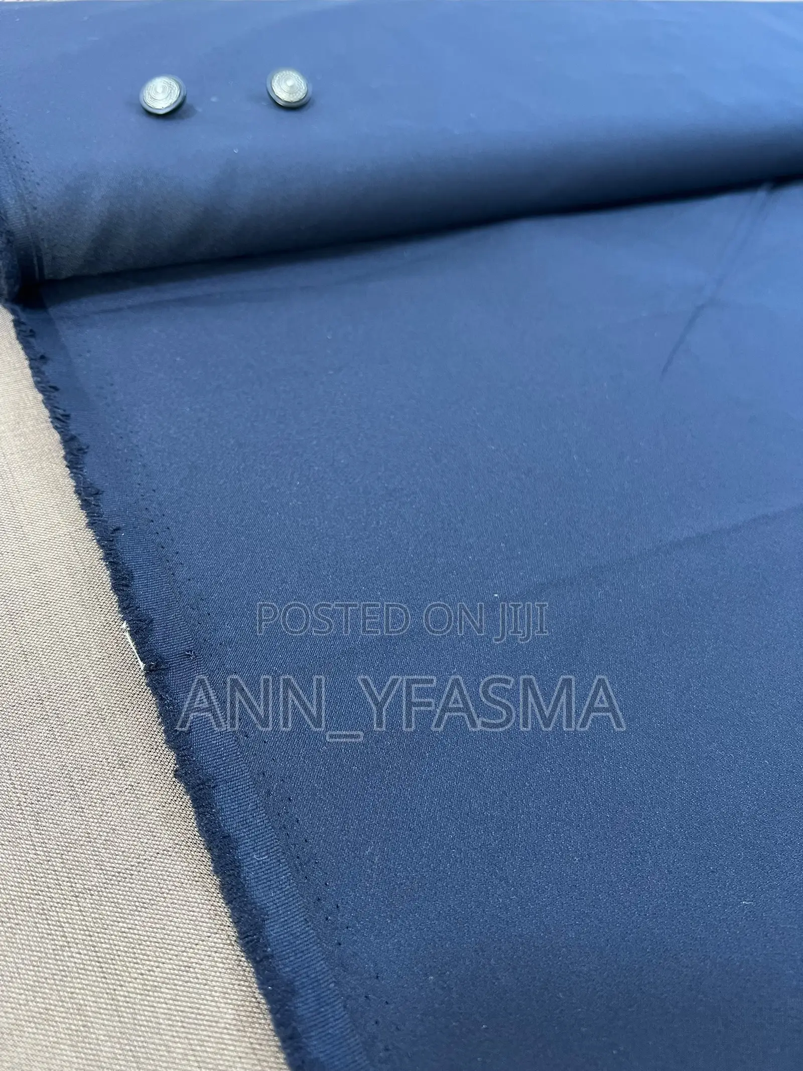 Navy Blue Worsted Wool (Or Poly-Wool Blend) Suiting Fabric.