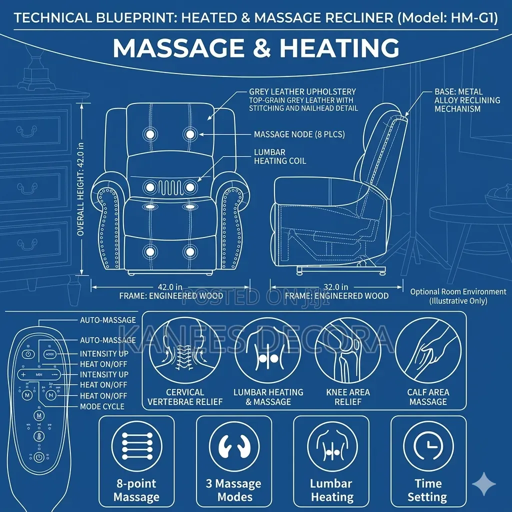 Single Electric Massaging and Heating Recliner Chair