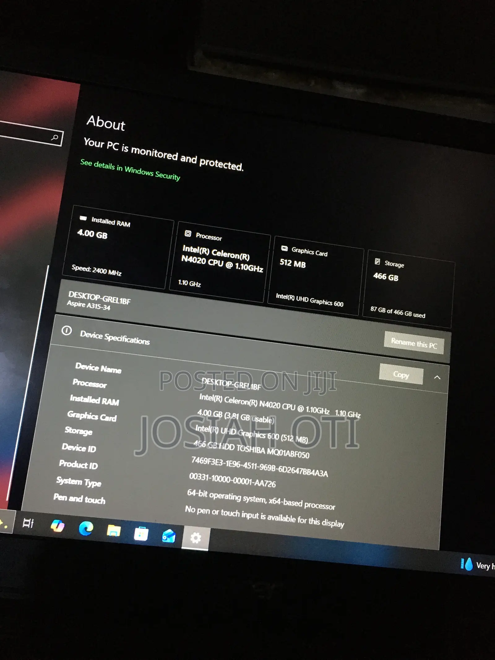 Laptop Acer Aspire 3 4GB Intel Core i3 HDD+SSD 500GB