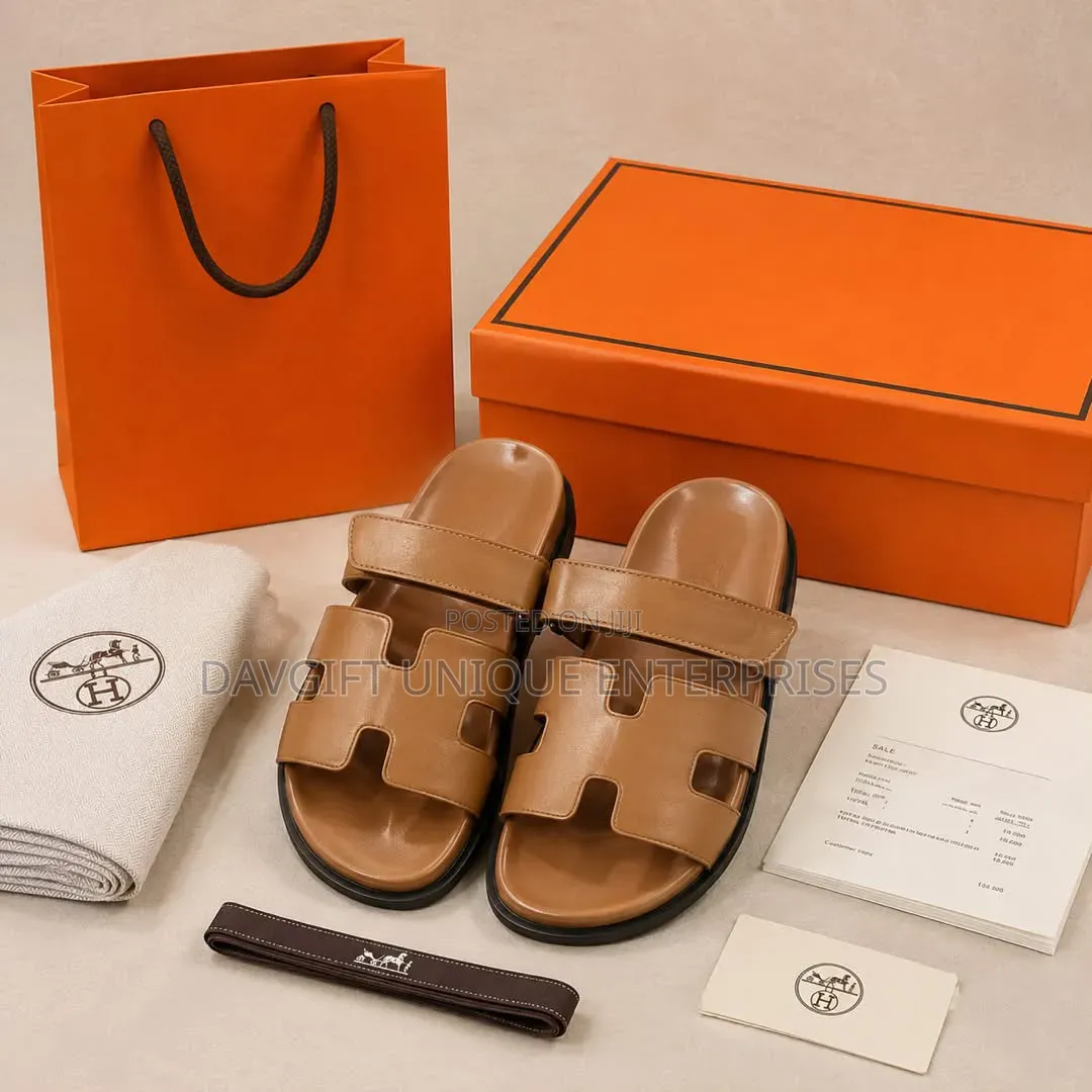 Hermes Slippers in Box With Gift Bag