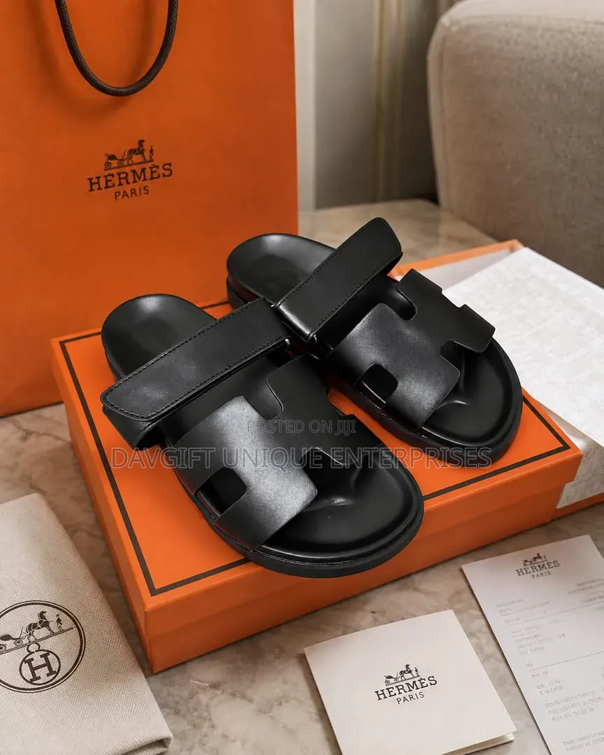 Hermes Slippers in Box With Gift Bag