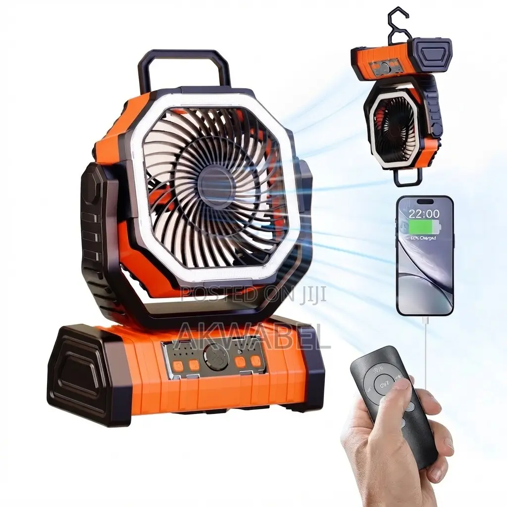 3-in-1 Rechargeable Portable Fan 20000mAh + Light,Remote Power Bank