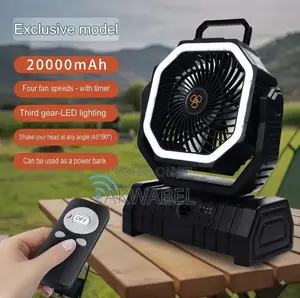 3-in-1 Rechargeable Portable Fan 20000mAh + Light,Remote Power Bank