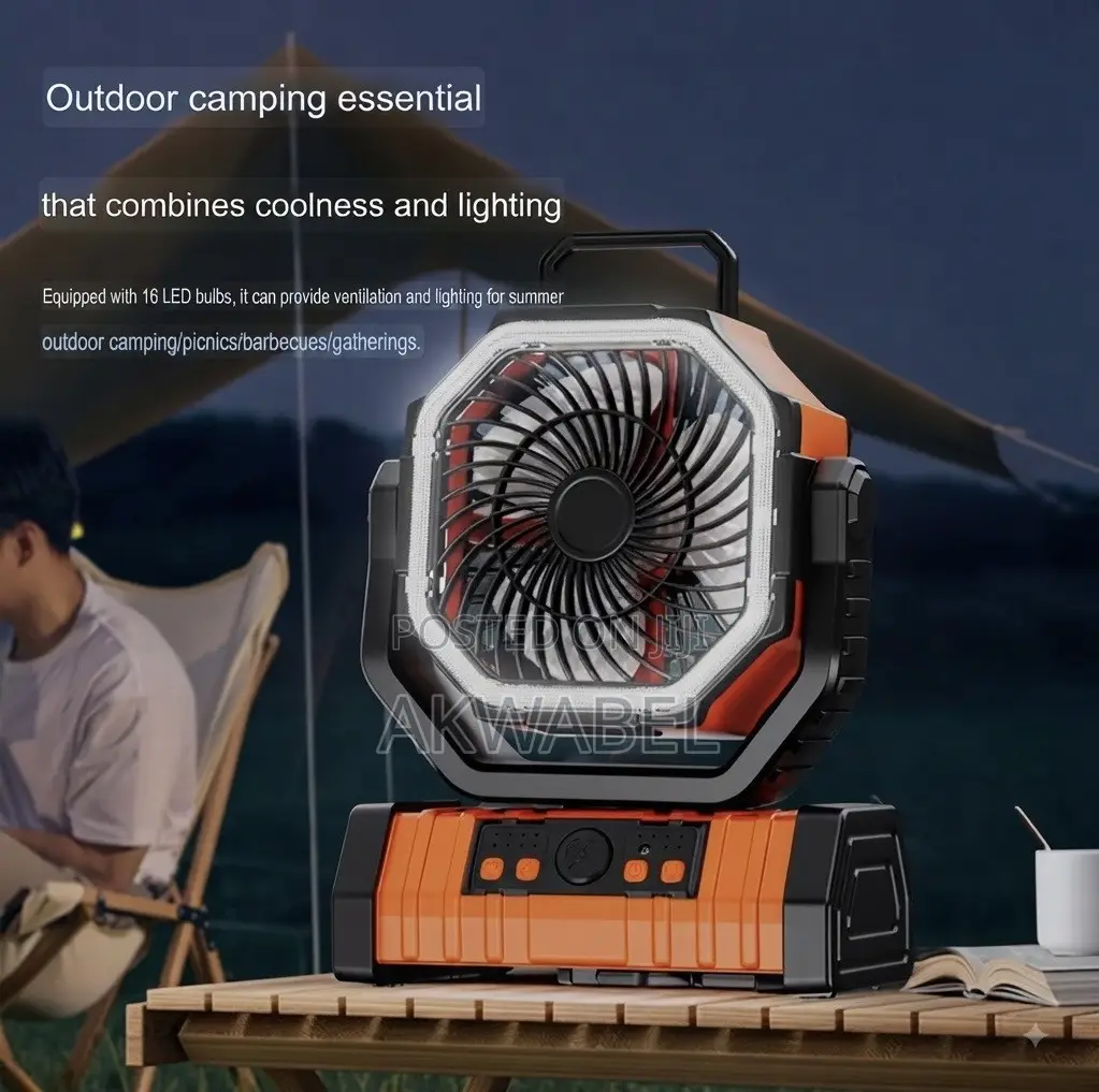 3-in-1 Rechargeable Portable Fan 20000mAh + Light,Remote Power Bank