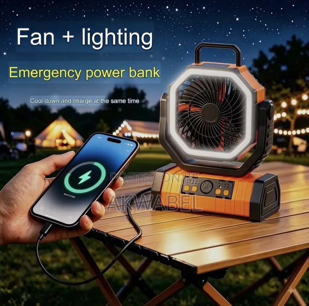 3-in-1 Rechargeable Portable Fan 20000mAh + Light,Remote Power Bank